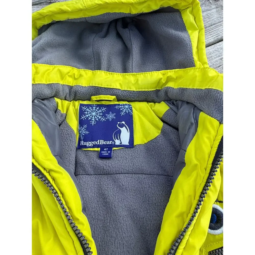 Rugged Bear Boy's Coat and Snowpants Set - Yellow/Gray - Size 4/5